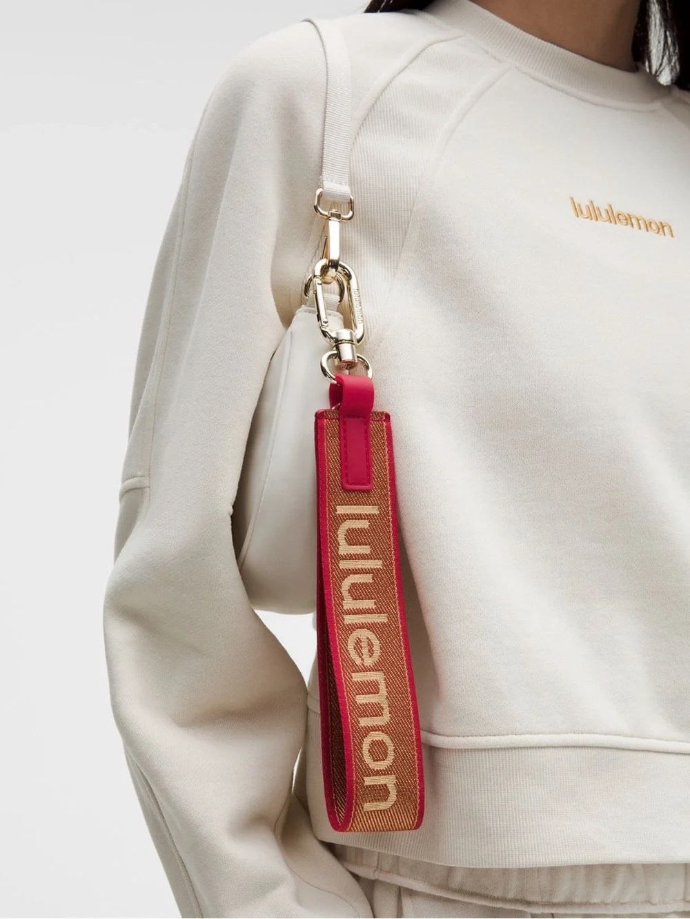 lululemon athletica Lunar New Year Red Wristlet with Gold, Never Lost Keychain